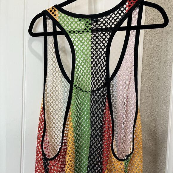 Forever 21+ Rasta String Mesh Fishnet Jamaica Shirt Swim Cover Dress Size 3XL - Picture 8 of 10